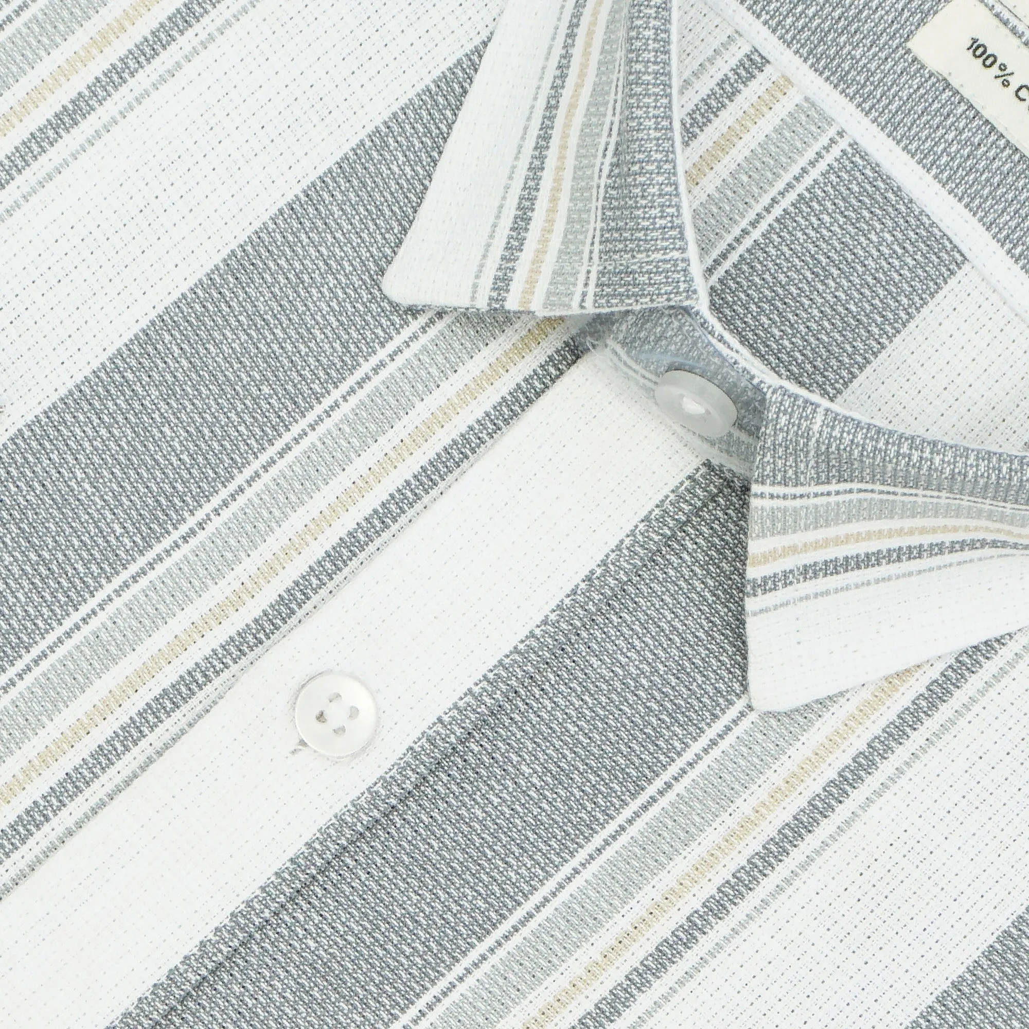 Men's 100% Cotton Striped Half Sleeves Shirt (Grey)