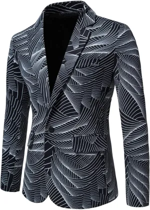 Mens Blazers Suit Print Tops Men's Wedding Coat Casual Stylish Party Business Outwear Men's Coats & Jackets Led