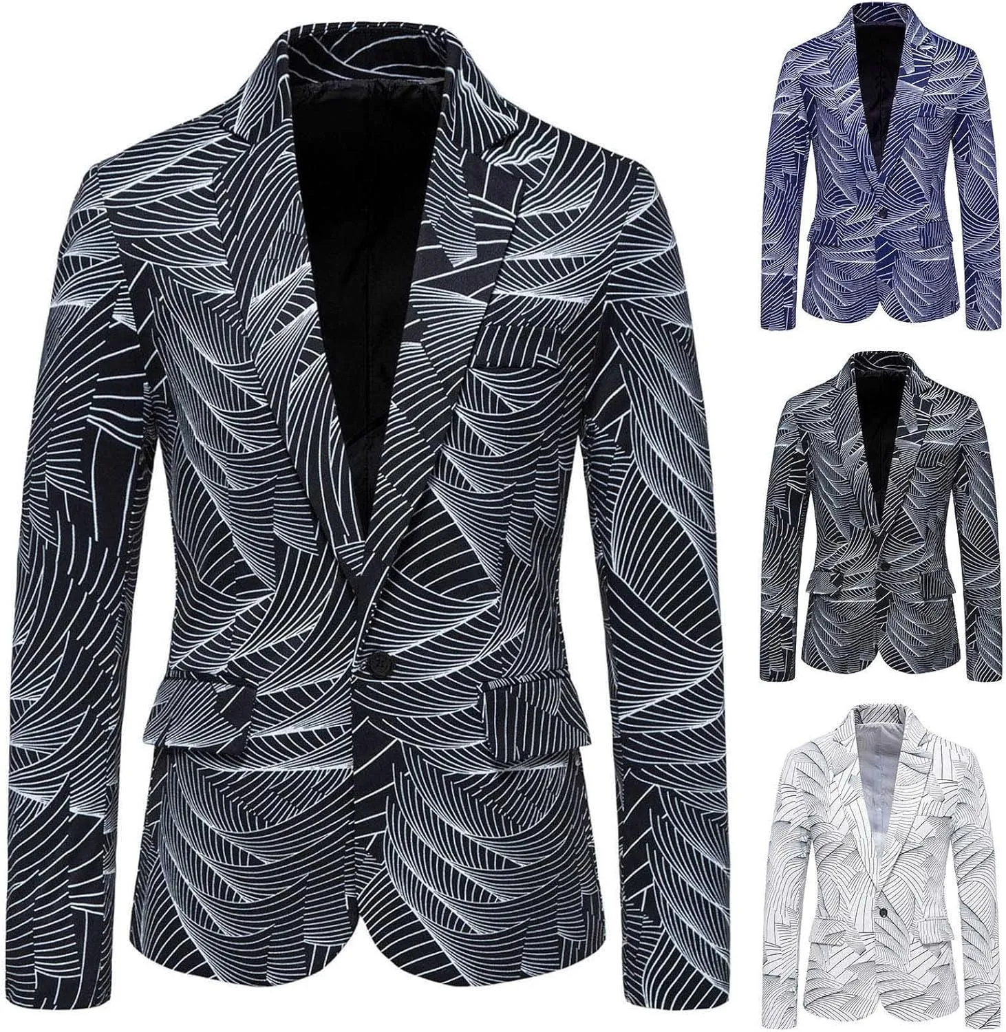 Mens Blazers Suit Print Tops Men's Wedding Coat Casual Stylish Party Business Outwear Men's Coats & Jackets Led