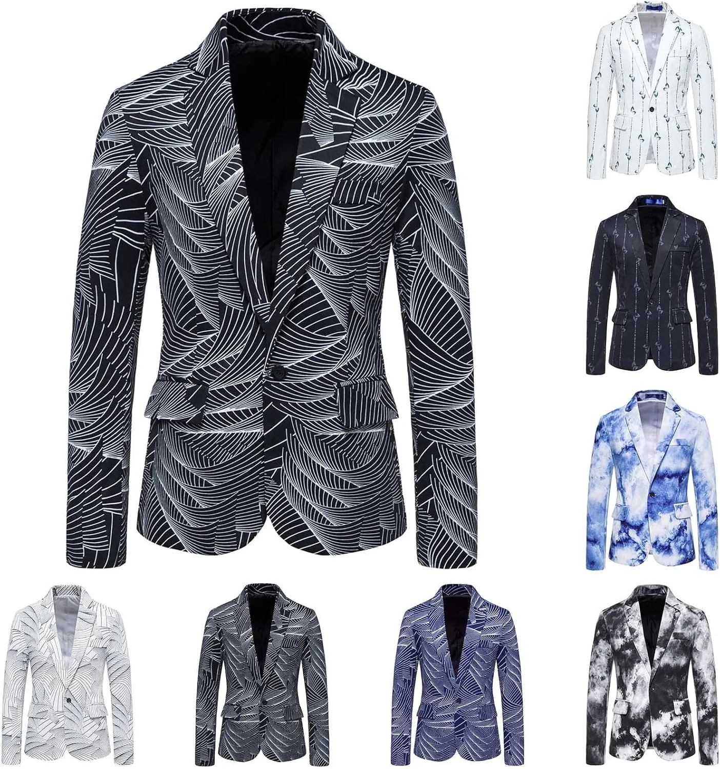 Mens Blazers Suit Print Tops Men's Wedding Coat Casual Stylish Party Business Outwear Men's Coats & Jackets Led
