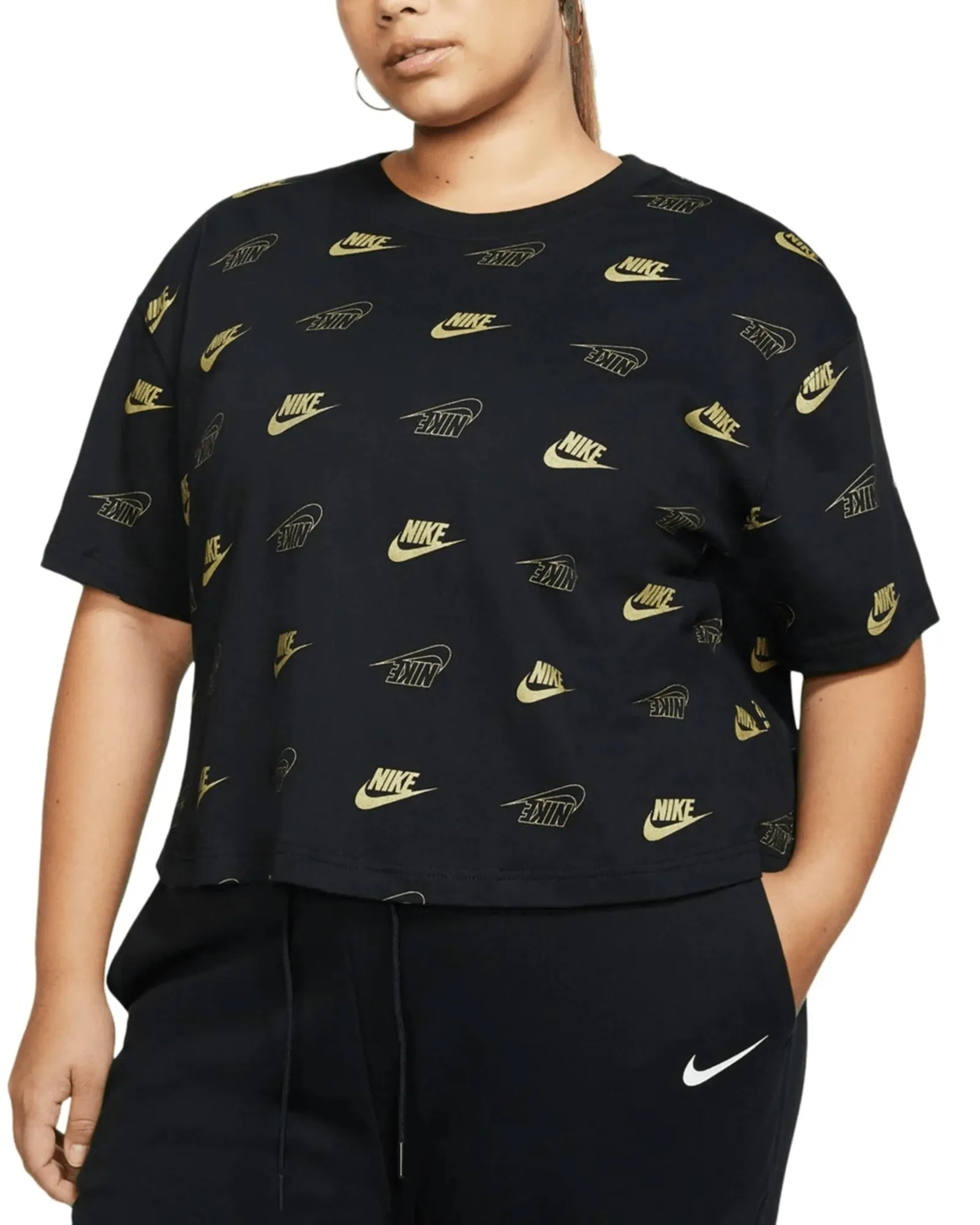 Nike Women's Plus Workout Performance Crop Top Black Size 1X | Black