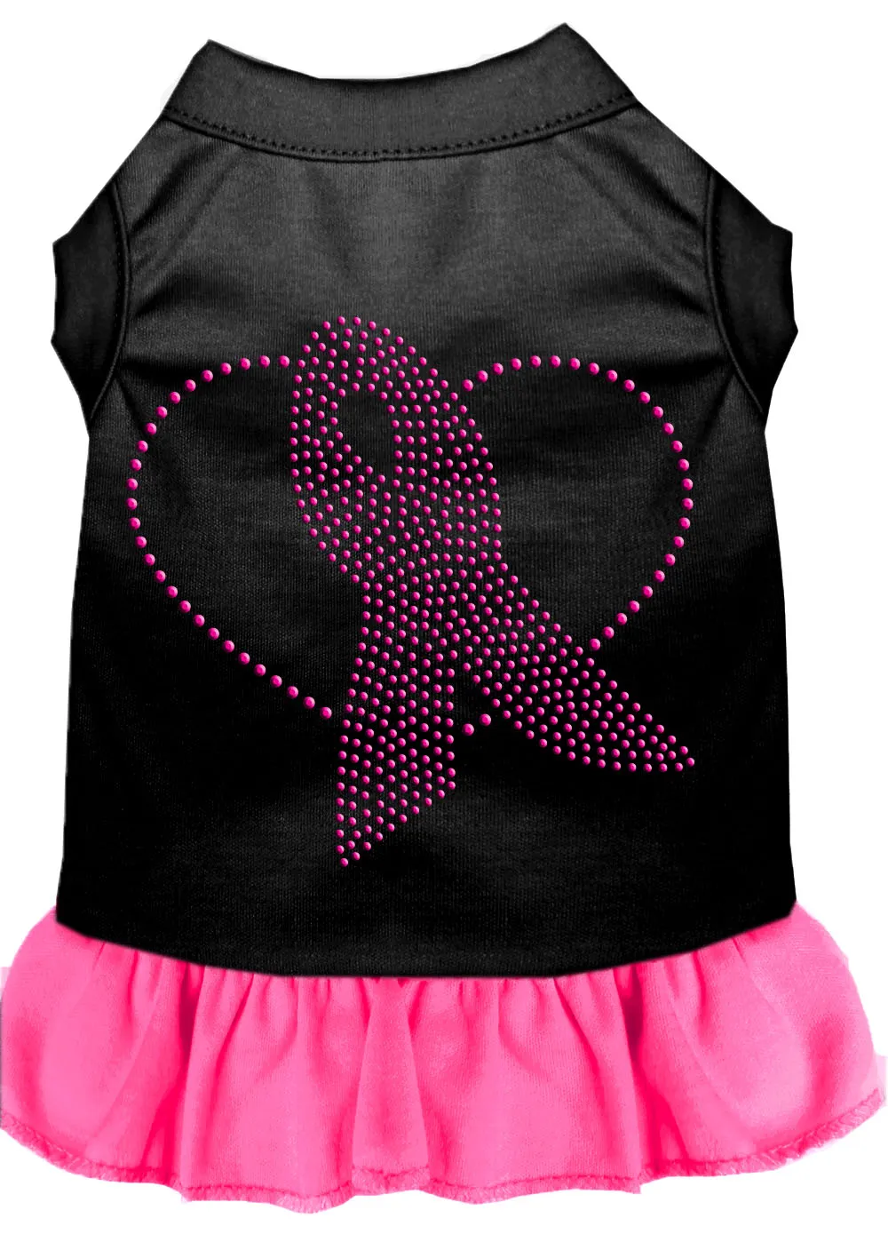Pink Ribbon Rhinestone Dress Black With Bright Pink Sm