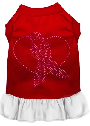 Pink Ribbon Rhinestone Dress Red With White Xl