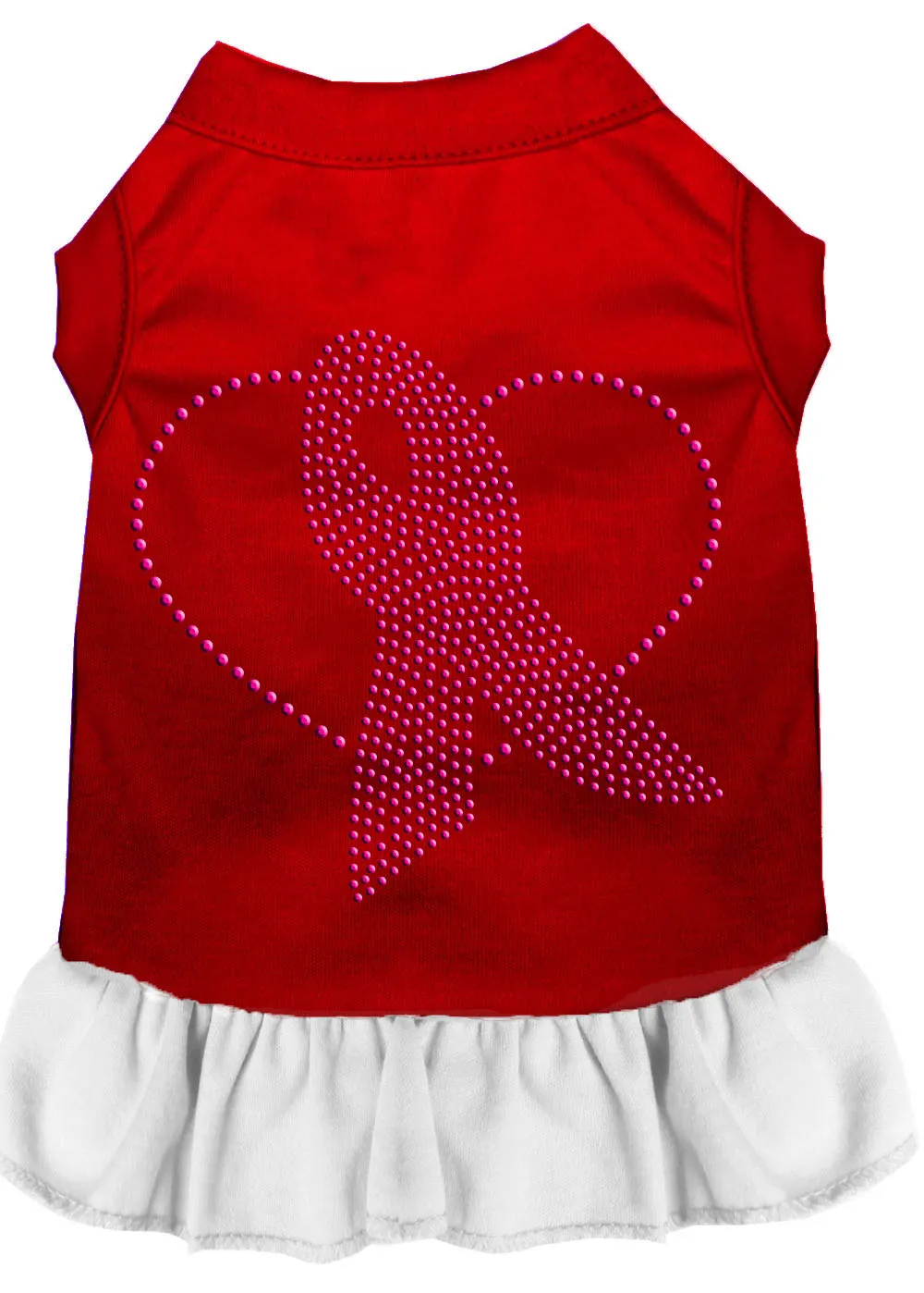 Pink Ribbon Rhinestone Dress Red With White Xl
