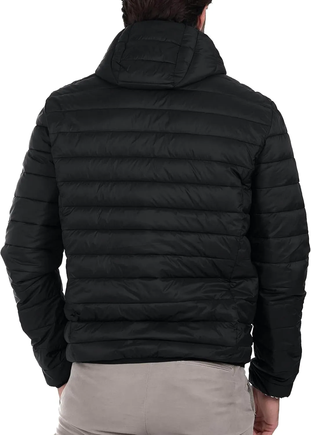 Polu Men's Puffer Jacket with Hood Warm Lightweight Hooded Winter Coat Down Jacket For Men Work Outdoor Hiking