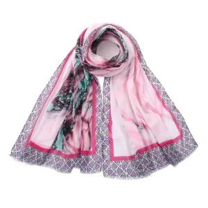 Purple Marble Design Silk Blend Scarf