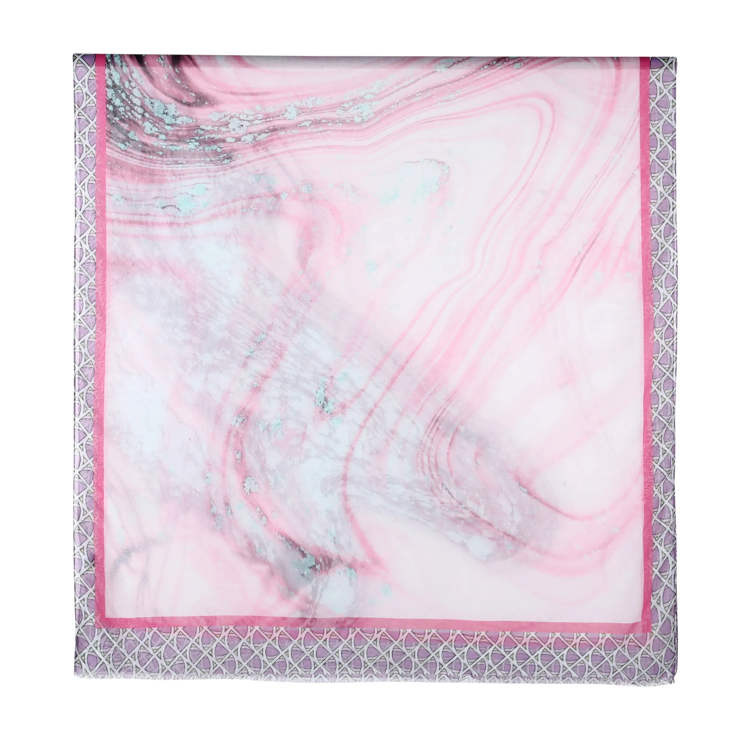 Purple Marble Design Silk Blend Scarf