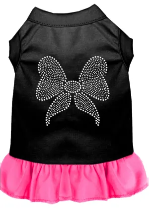 Rhinestone Bow Dress Black With Bright Pink Xxxl