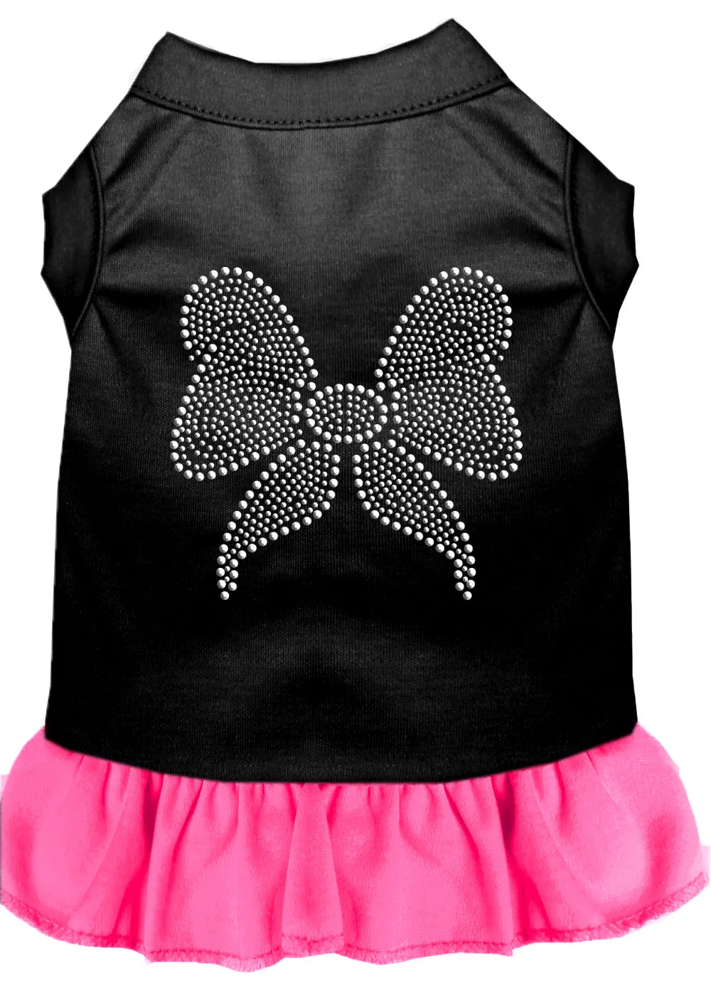 Rhinestone Bow Dress Black With Bright Pink Xxxl