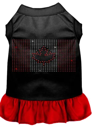 Rhinestone Canadian Flag Dress Black With Red Med