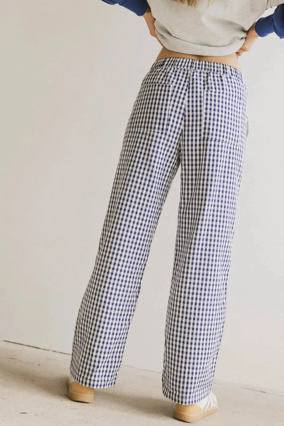 Romero Gingham Pants in Navy