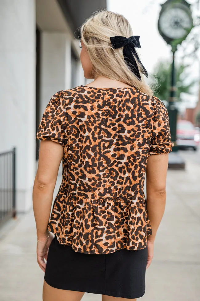 Running Wild Leopard Print Tie Front Blouse  FINAL SALE