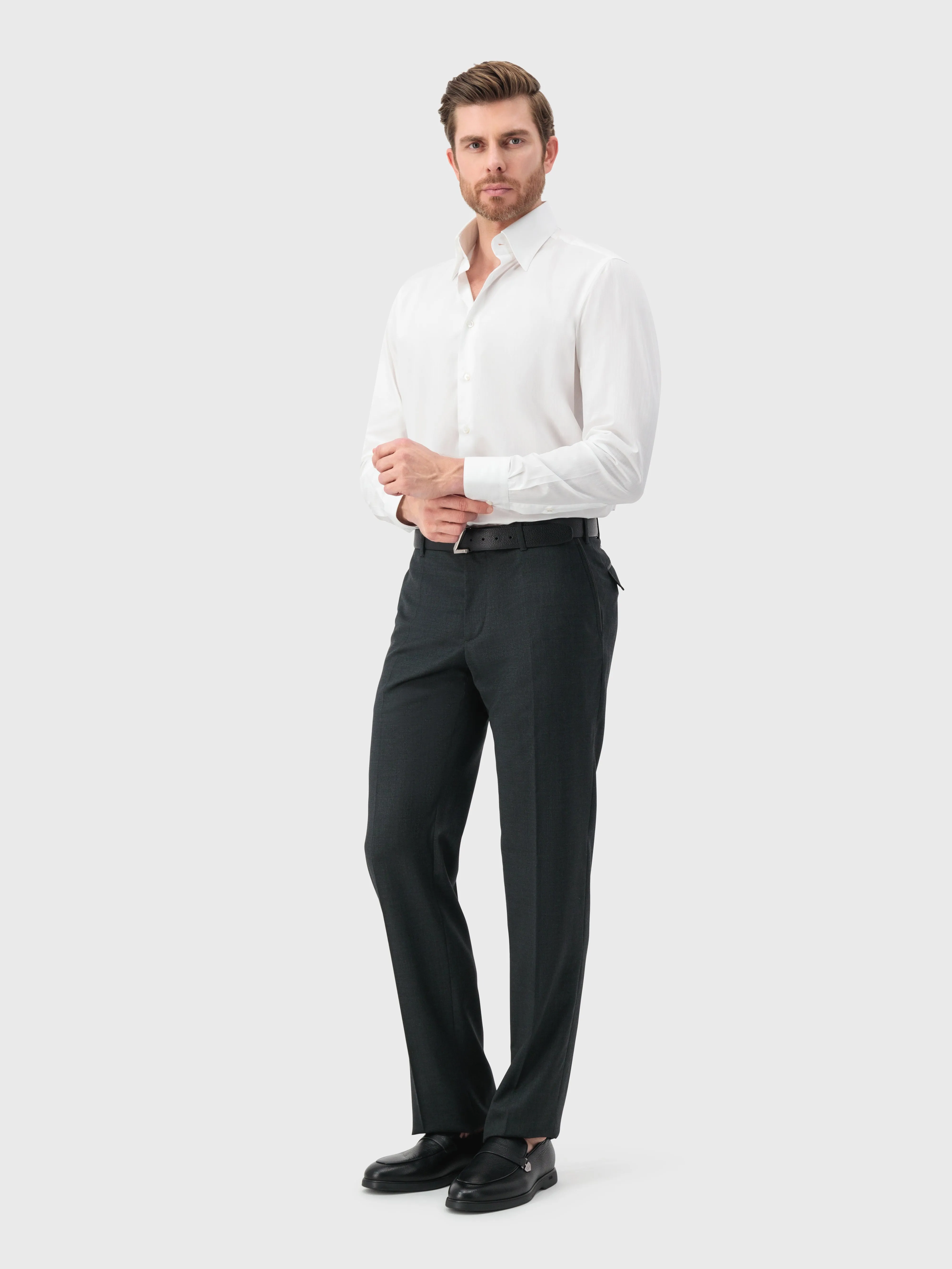 Shirt with Stripe Pattern White