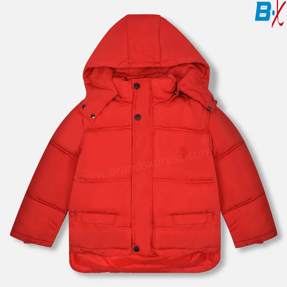 Small Pony Pockets Style Red Warm Puffer Jackets 11873