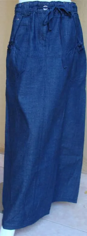 Spring Blue Long Denim Skirt
