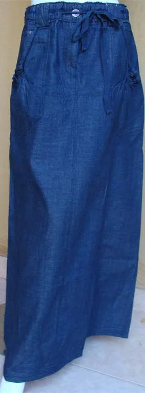 Spring Blue Long Denim Skirt