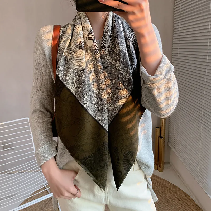 Spring Stylish Silk Scarf Retro Design Women Chic Scarf