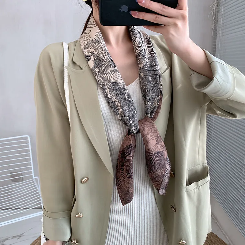 Spring Stylish Silk Scarf Retro Design Women Chic Scarf