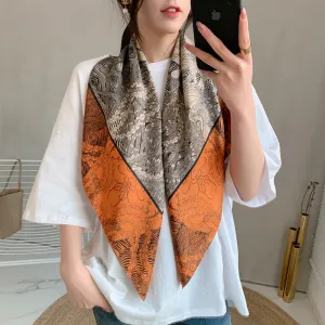 Spring Stylish Silk Scarf Retro Design Women Chic Scarf