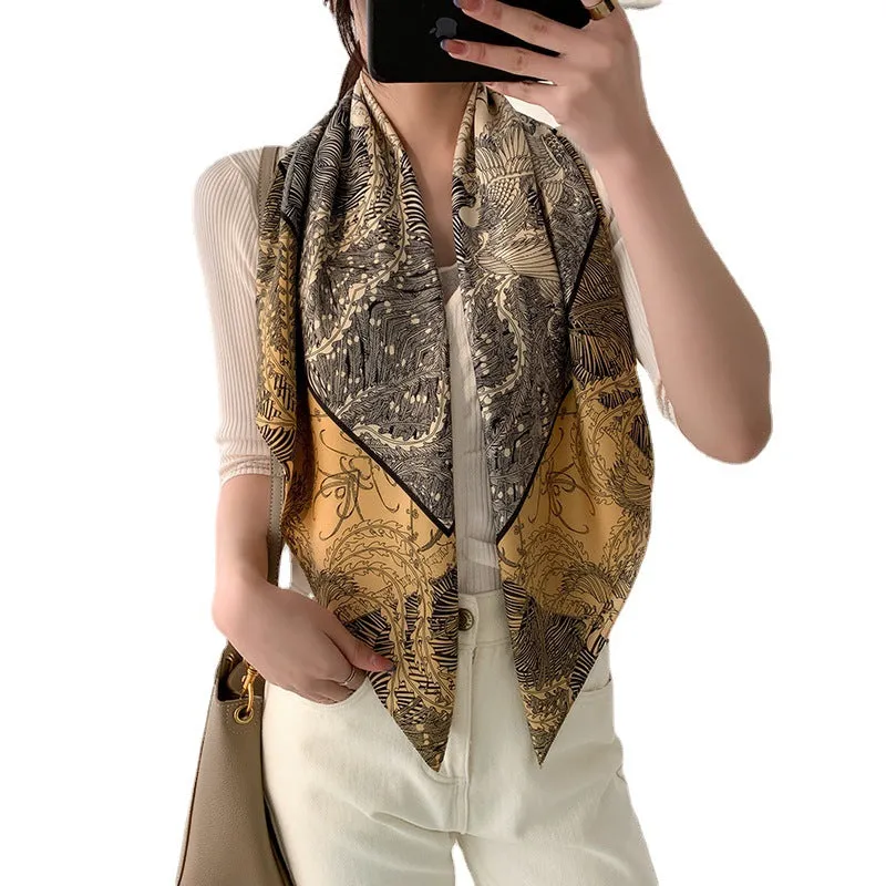 Spring Stylish Silk Scarf Retro Design Women Chic Scarf
