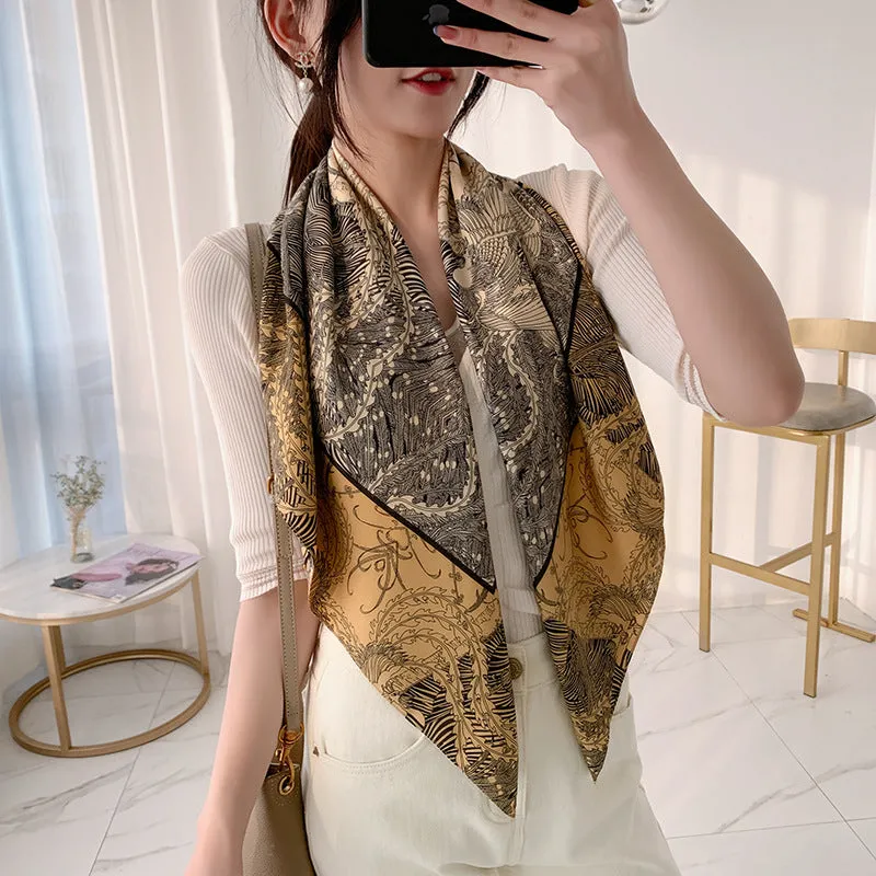Spring Stylish Silk Scarf Retro Design Women Chic Scarf