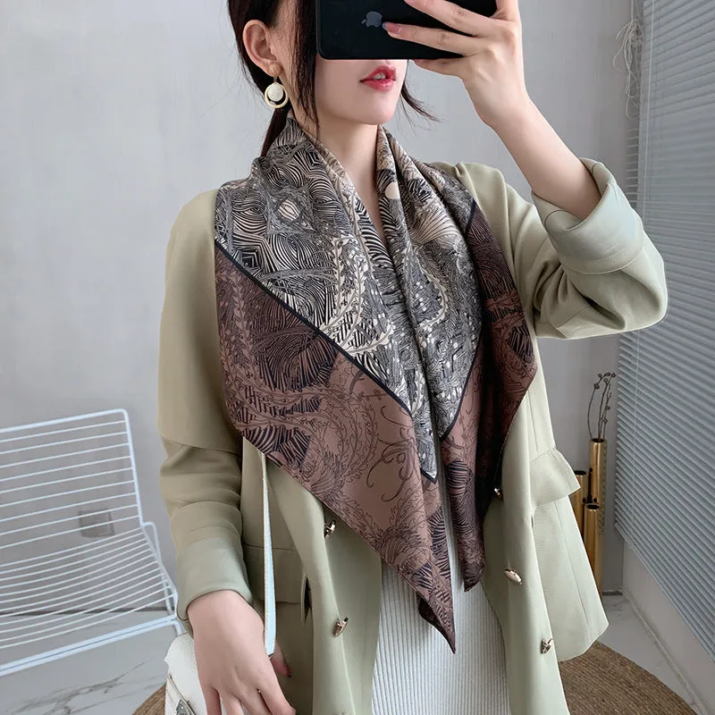 Spring Stylish Silk Scarf Retro Design Women Chic Scarf