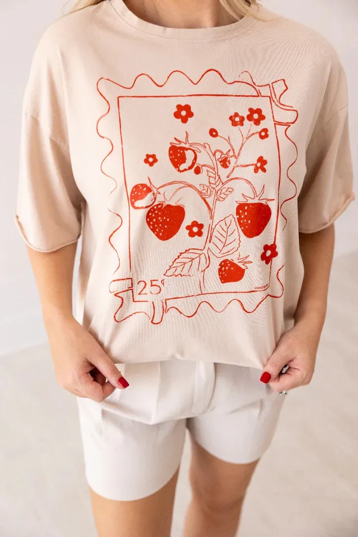 Strawberry Stamp Relaxed Fit Tee