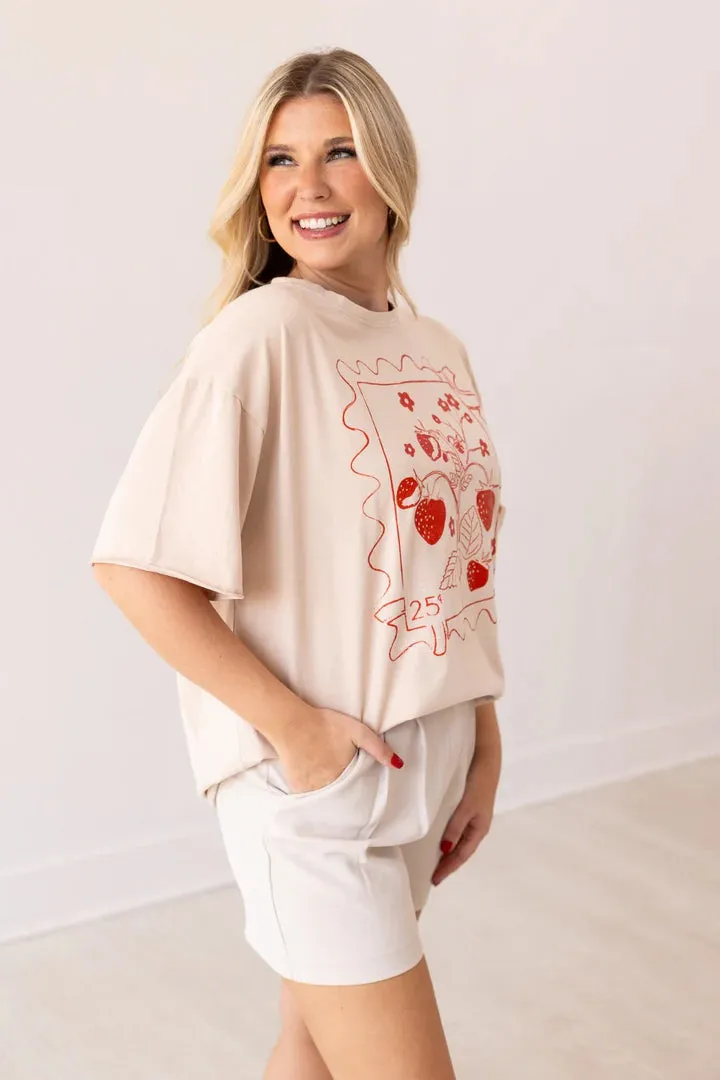 Strawberry Stamp Relaxed Fit Tee