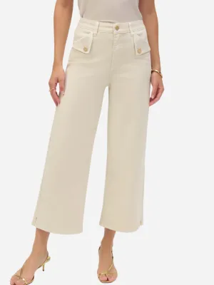 Stretch Culotte Jeans with Raw-Edge Hem