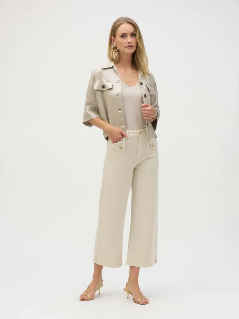 Stretch Culotte Jeans with Raw-Edge Hem