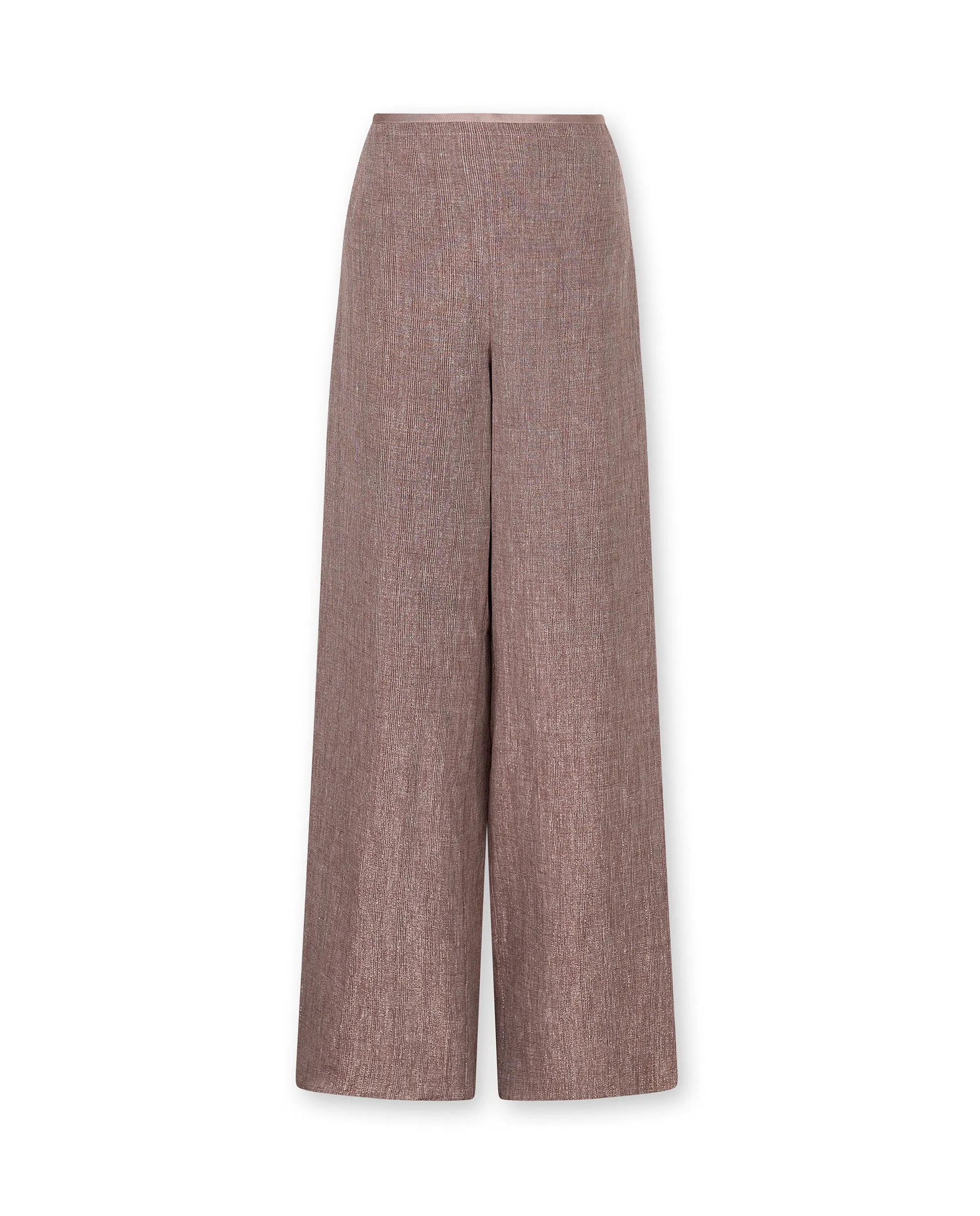 THYSSEN | Bronze Metallic Thread Wide Leg Trousers