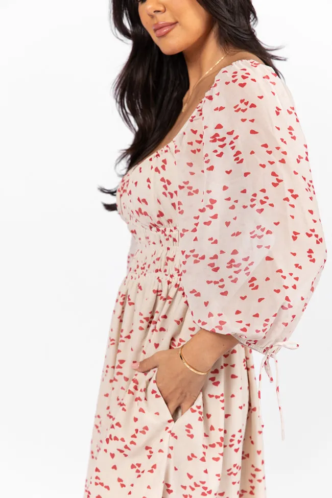 Unconditional Love Ivory Heart Print Mini Dress FINAL SALE
