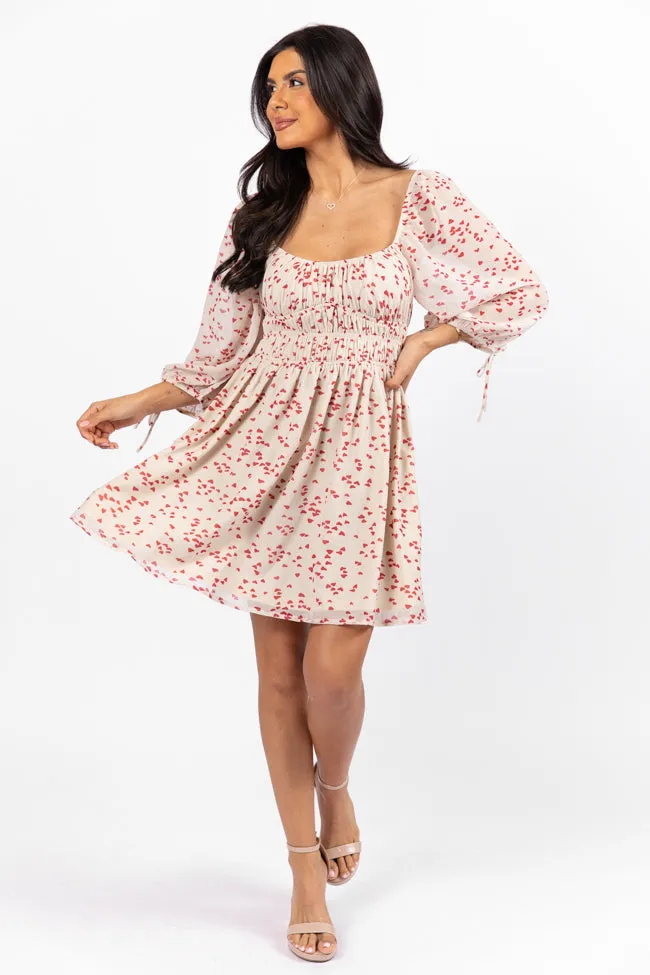 Unconditional Love Ivory Heart Print Mini Dress FINAL SALE