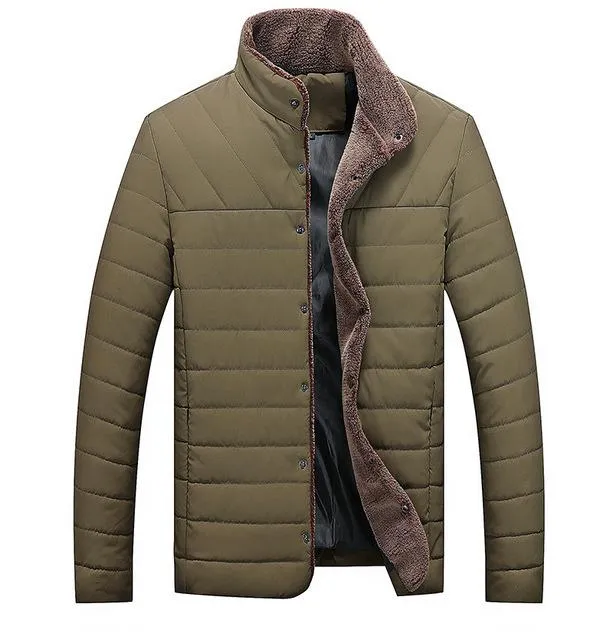 Winter Warm Solid Cotton Blend Men's Jackets