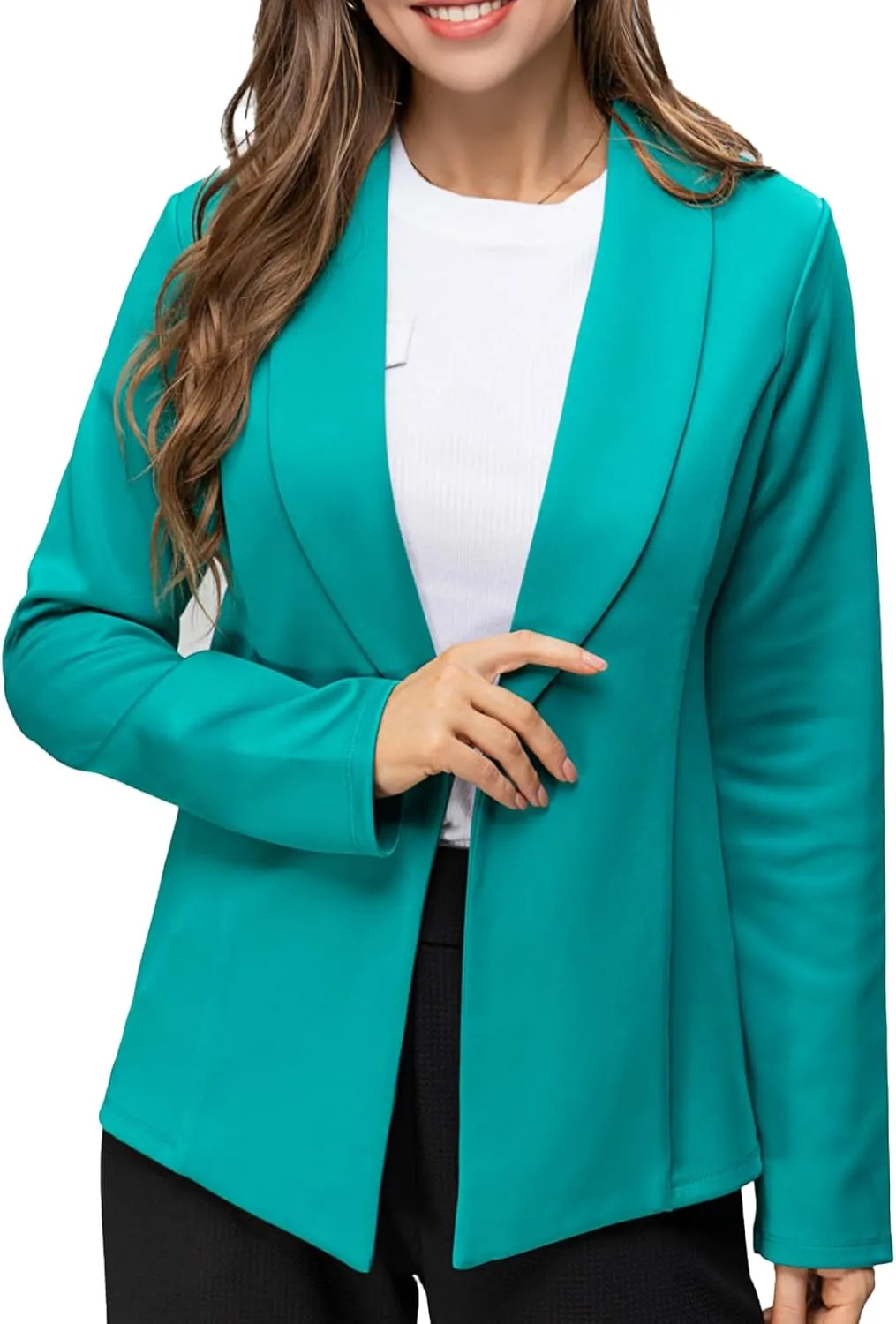 Womens Casual Blazers Open Front Lapel Long Sleeve Business Jackets Solid Blazer