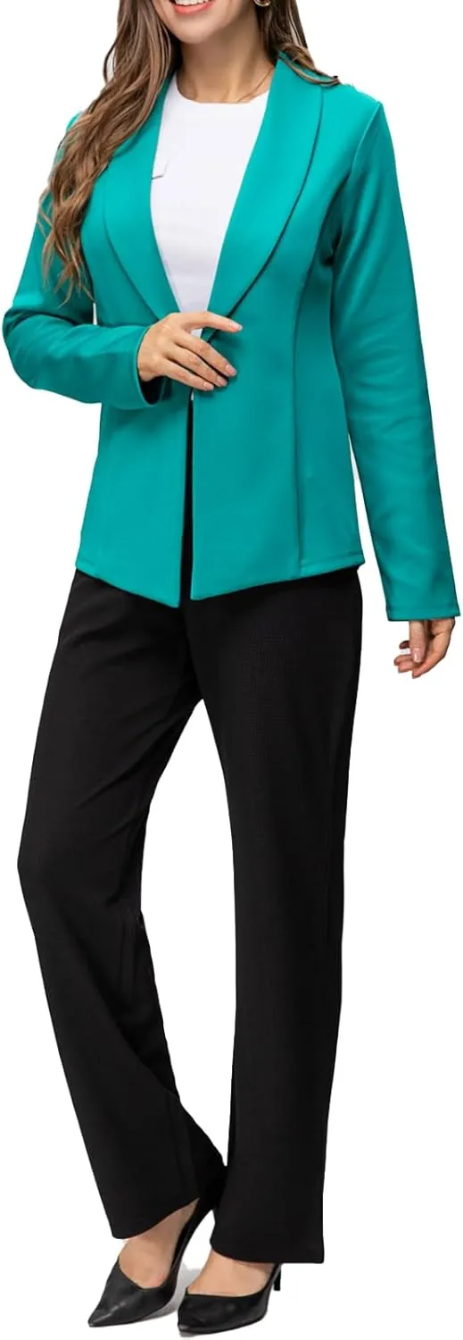 Womens Casual Blazers Open Front Lapel Long Sleeve Business Jackets Solid Blazer