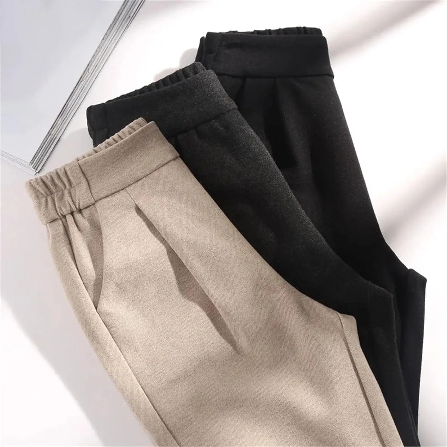 Women's Harem Pencil Pants Winter High Waist Elastic Style Suit Pants Trousers