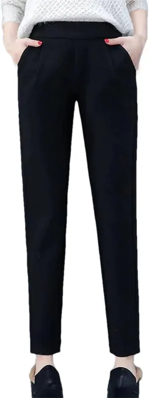 Women's Harem Pencil Pants Winter High Waist Elastic Style Suit Pants Trousers