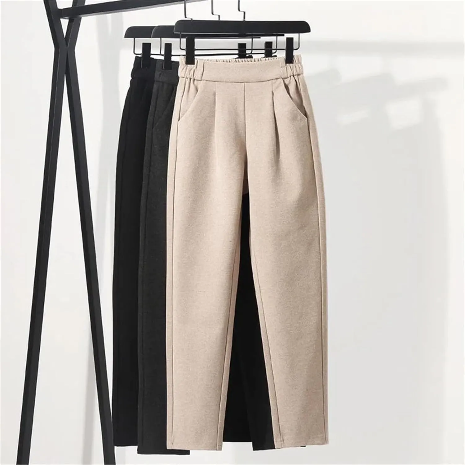 Women's Harem Pencil Pants Winter High Waist Elastic Style Suit Pants Trousers