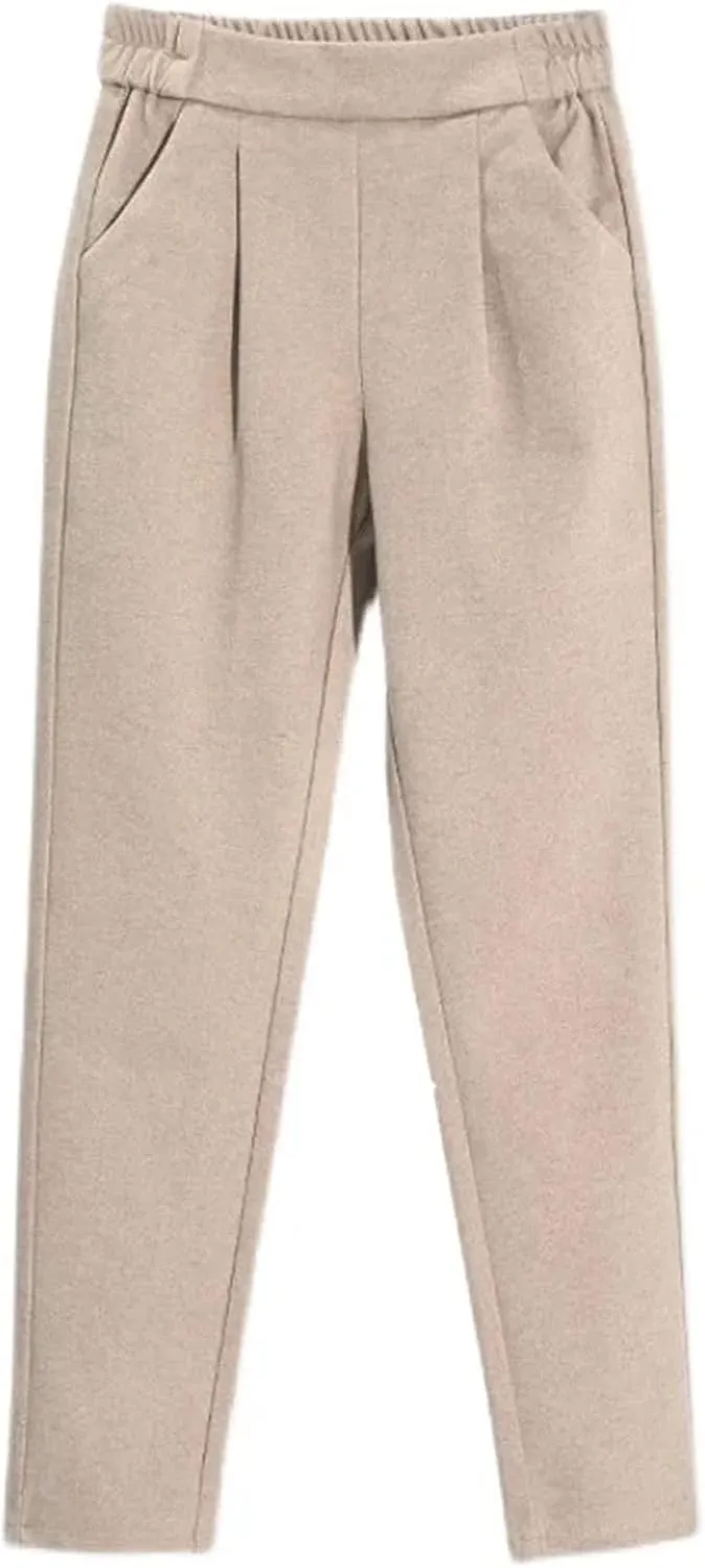 Women's Harem Pencil Pants Winter High Waist Elastic Style Suit Pants Trousers