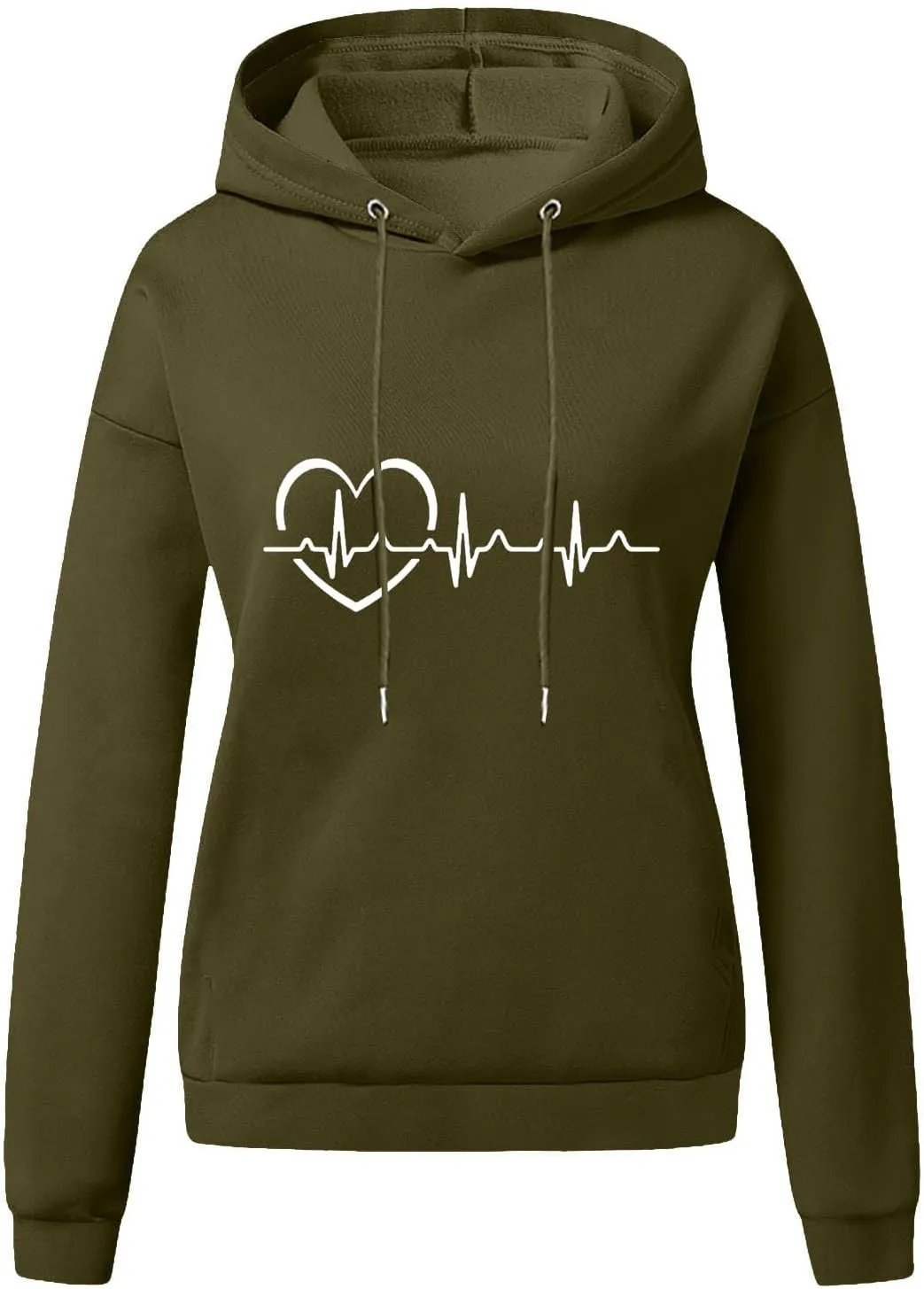 Women's Oversized Hoodies Fall Casual Long Sleeve Drawstring Blouse Tee Trendy Heart Print Solid Outdoor Comfy Pullover Tops