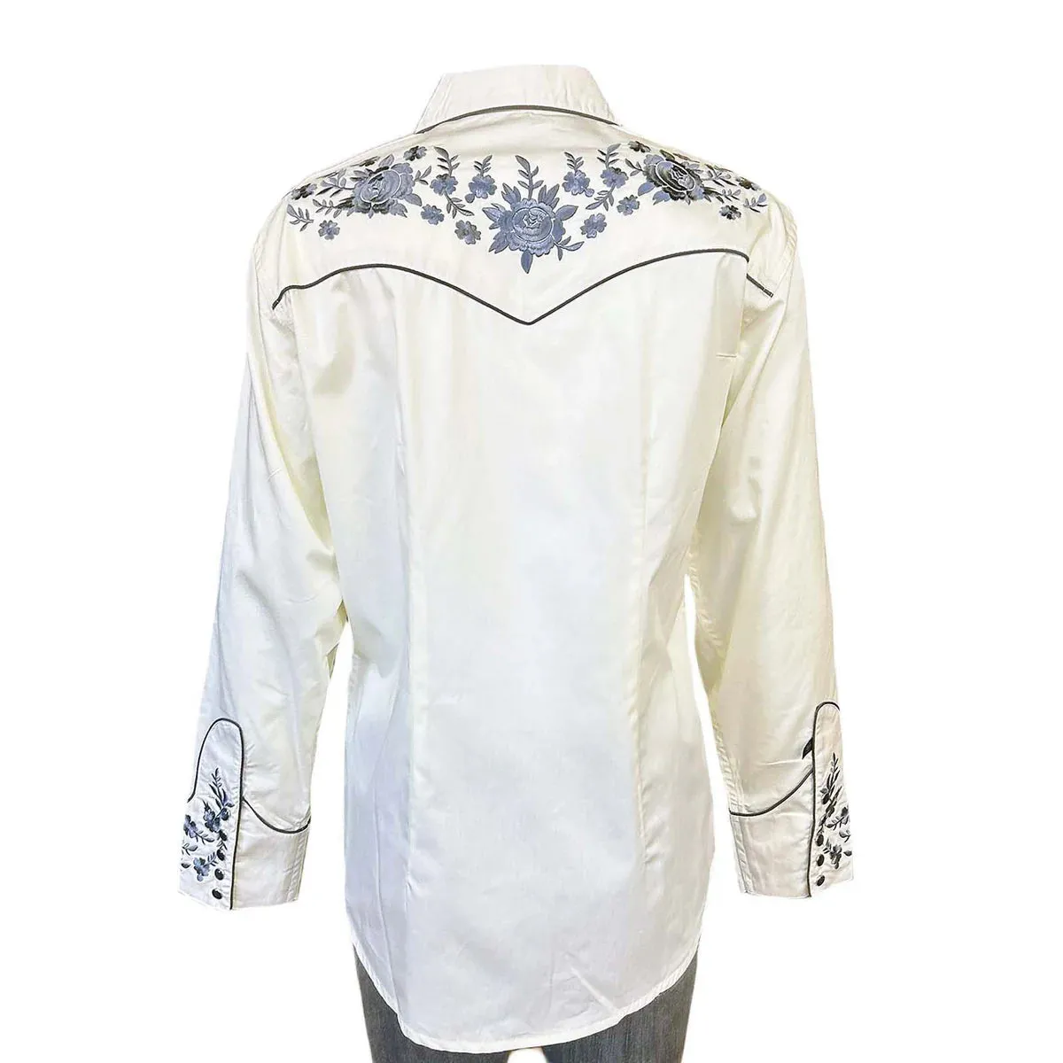 Women's Vintage Western Shirt Collection: Rockmount Blue Floral Bouquet
