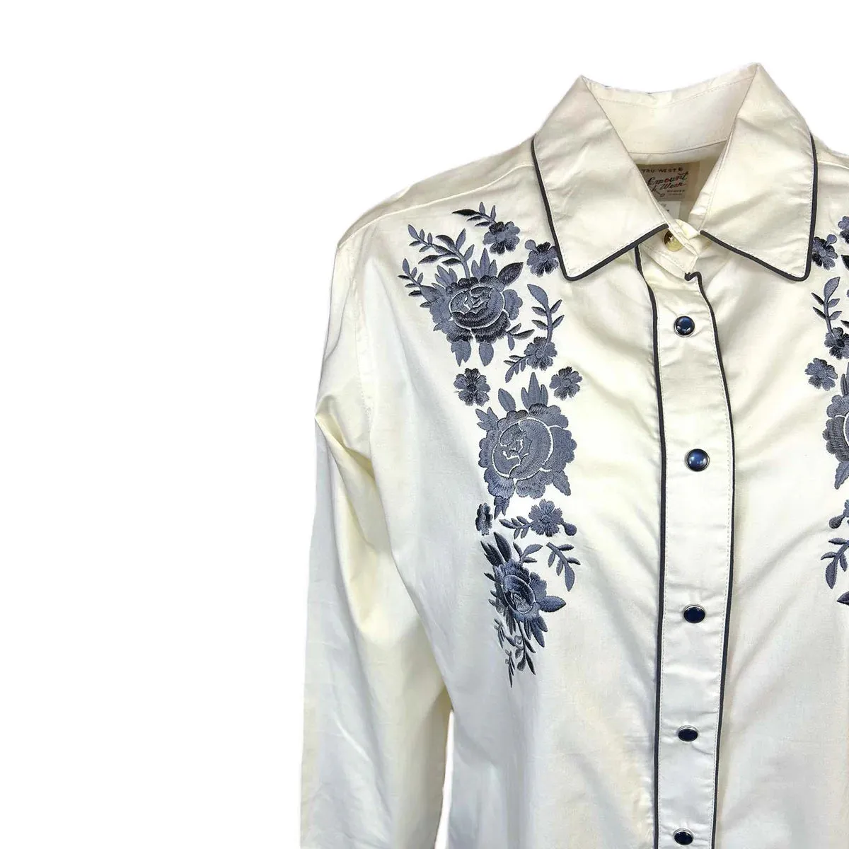 Women's Vintage Western Shirt Collection: Rockmount Blue Floral Bouquet