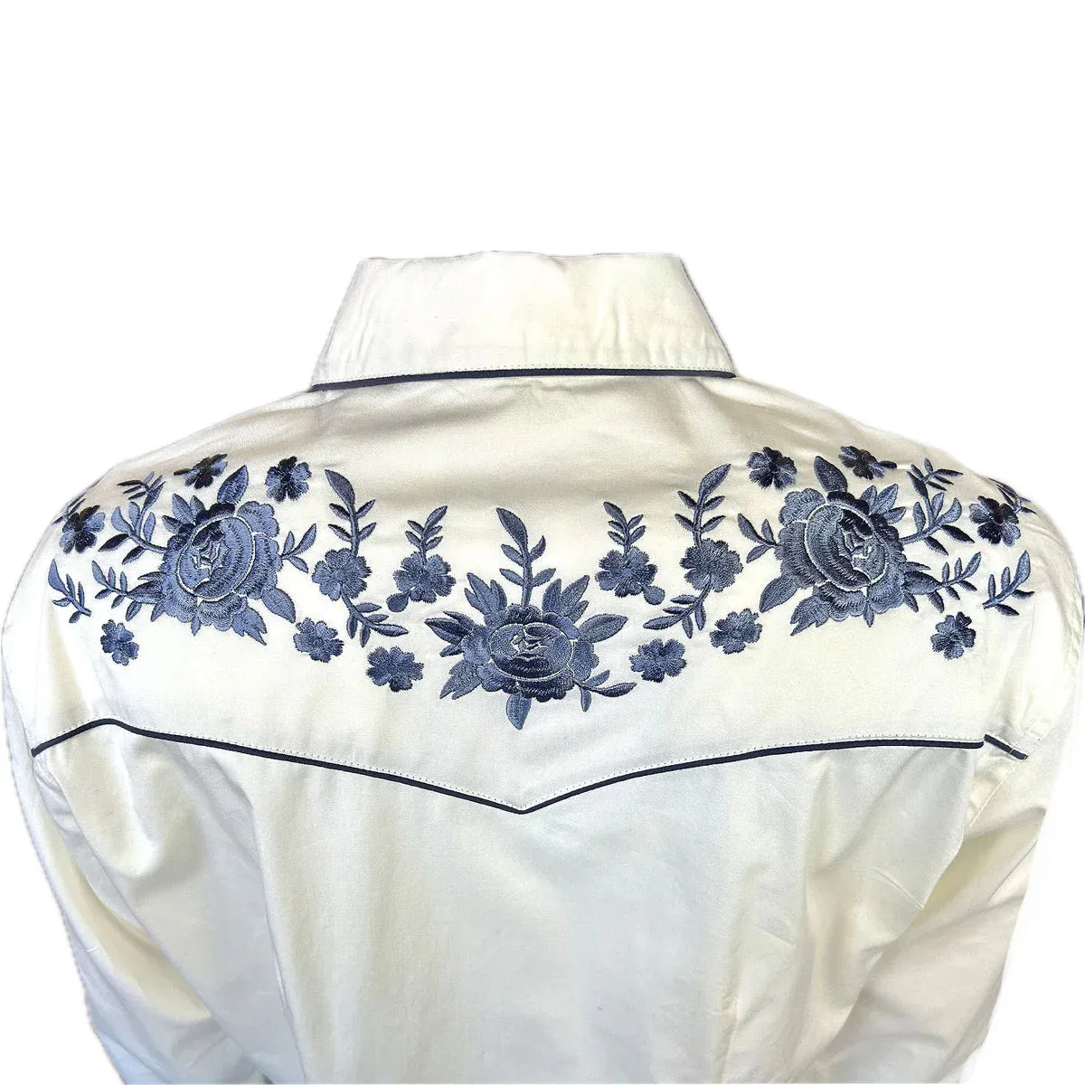 Women's Vintage Western Shirt Collection: Rockmount Blue Floral Bouquet