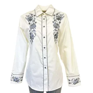 Women's Vintage Western Shirt Collection: Rockmount Blue Floral Bouquet